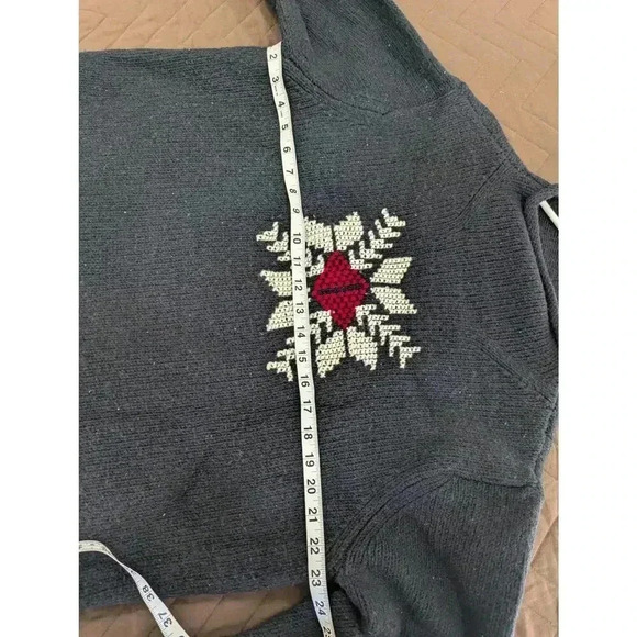 Vintage black wool sweater w/cross stitch snowflake front detail Sonoma Jean XL - Picture 4 of 7